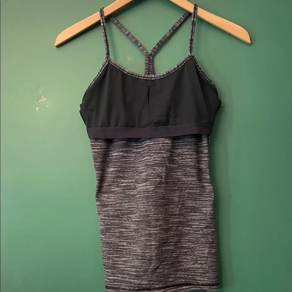 lululemon athletica Power Y Womens 6 Black & Grey Top Yoga Activewear - Picture 5 of 8